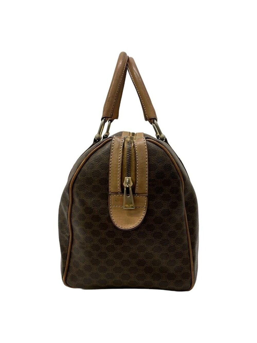 ★SOLD★ Celine Boston Bag Macadam Pattern Dark Brown No Lock Leather - Picture 4 of 12